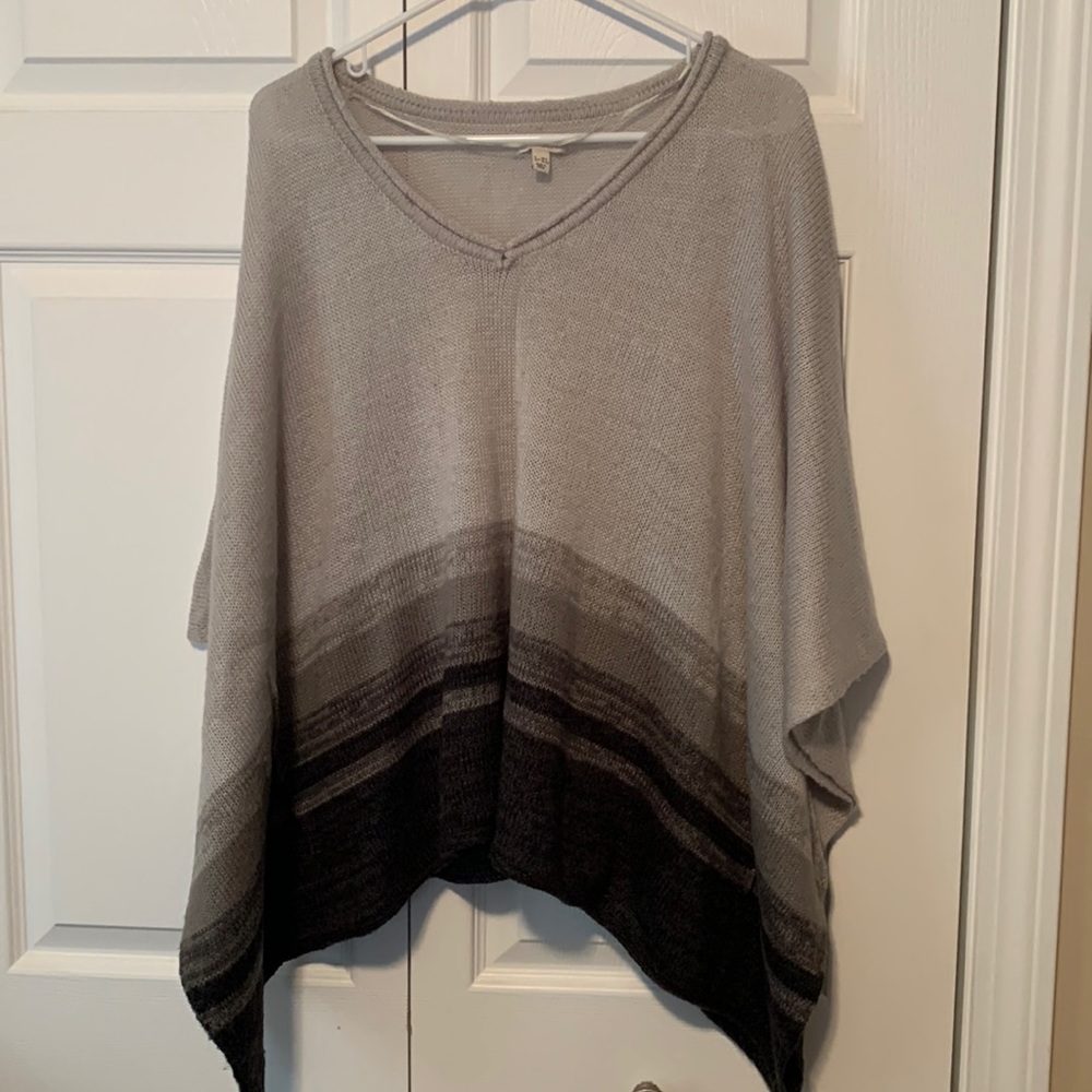 Gray oversized poncho sweater